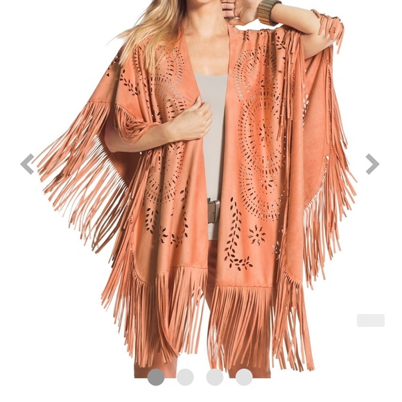 Chicos Gingered Peach Ruana Wrap - Picture 2 of 15